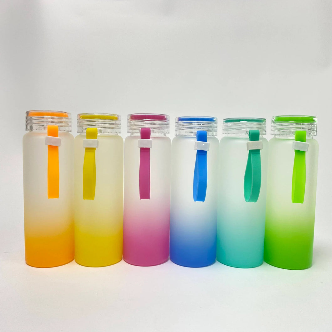 17 Ounce Ombre Color Gradient Frosted Glass bottle